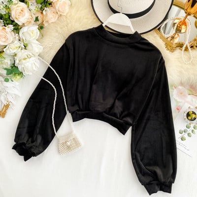 Stílusos női bársony blúz több színben