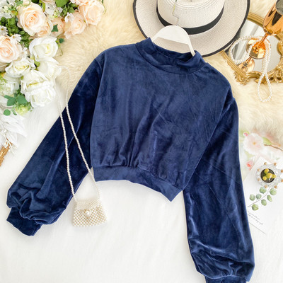 Stílusos női bársony blúz több színben