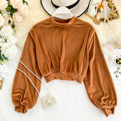 Stílusos női bársony blúz több színben