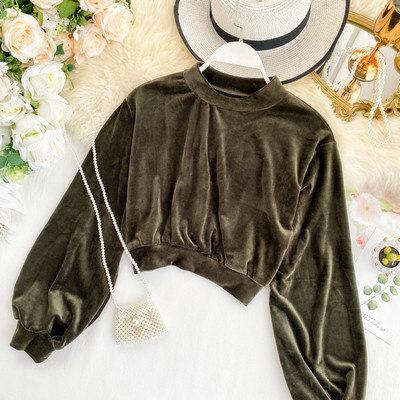 Stílusos női bársony blúz több színben