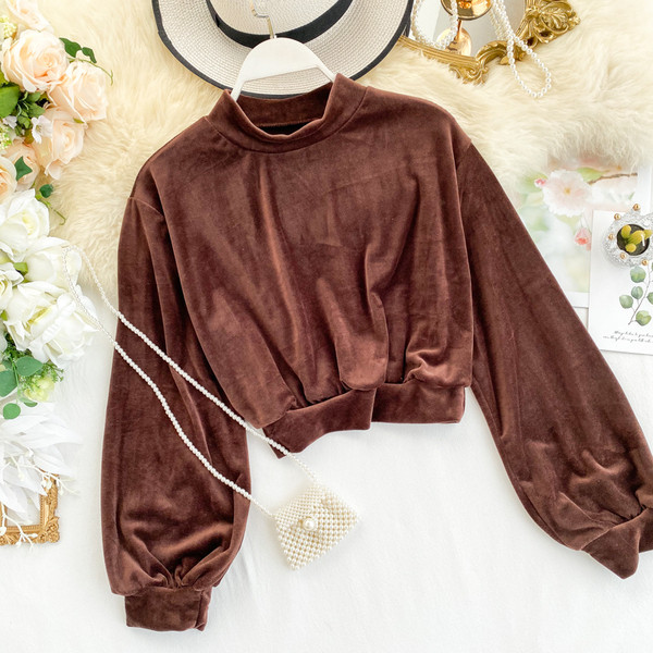 Stílusos női bársony blúz több színben