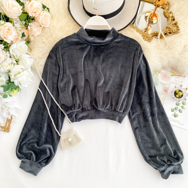 Stílusos női bársony blúz több színben