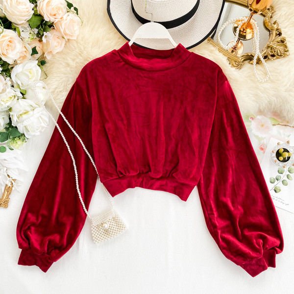 Stílusos női bársony blúz több színben