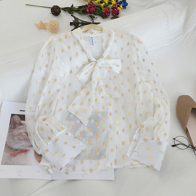 Camasa moderna de dama cu panglica si model floral in mai multe culori