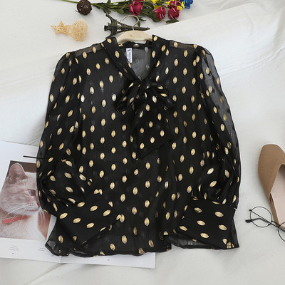 Camasa moderna de dama cu panglica si model floral in mai multe culori