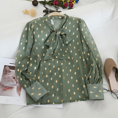 Camasa moderna de dama cu panglica si model floral in mai multe culori