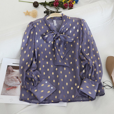 Camasa moderna de dama cu panglica si model floral in mai multe culori