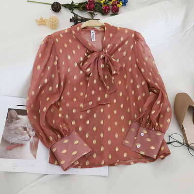 Camasa moderna de dama cu panglica si model floral in mai multe culori