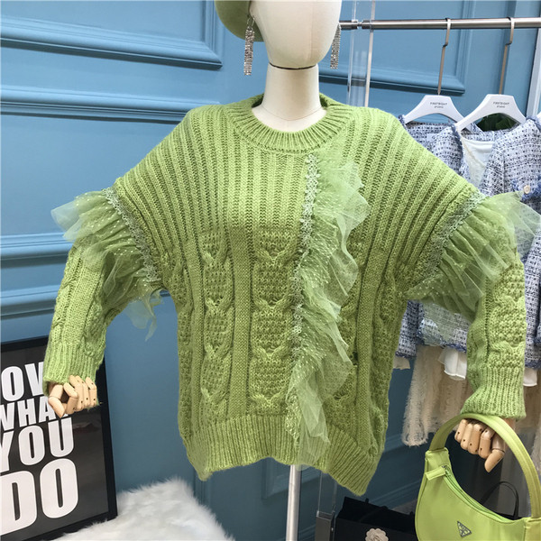 Νέο μοντέλο μοντέρνο γυναικείο πουλόβερ  με τούλι τρία χρώματα