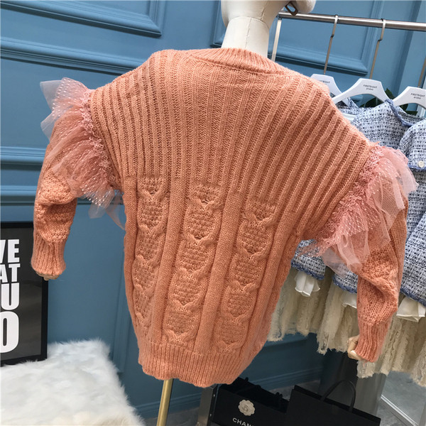 Νέο μοντέλο μοντέρνο γυναικείο πουλόβερ  με τούλι τρία χρώματα