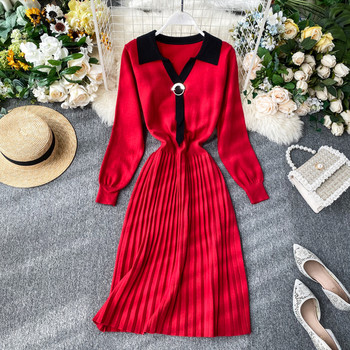 Μοντέρνο γυναικείο φόρεμα με λαιμόκοψη σε τρία χρώματα