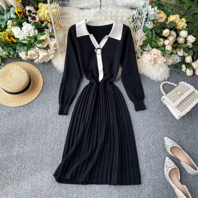 Μοντέρνο γυναικείο φόρεμα με λαιμόκοψη σε τρία χρώματα