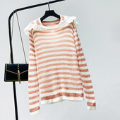 Γυναικείο casual ριγέ πουλόβερ με στρογγυλη λαιμόκοψη