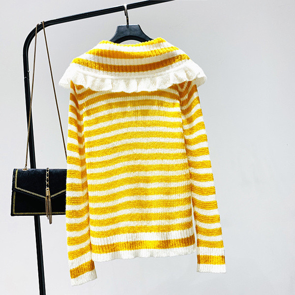 Γυναικείο casual ριγέ πουλόβερ με στρογγυλη λαιμόκοψη