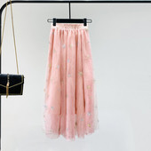 Női szoknya elasztikus magas derékkal, rózsaszín, szürke és fehér színben