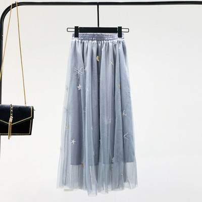 Női szoknya elasztikus magas derékkal, rózsaszín, szürke és fehér színben