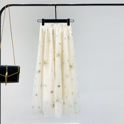 Női szoknya elasztikus magas derékkal, rózsaszín, szürke és fehér színben