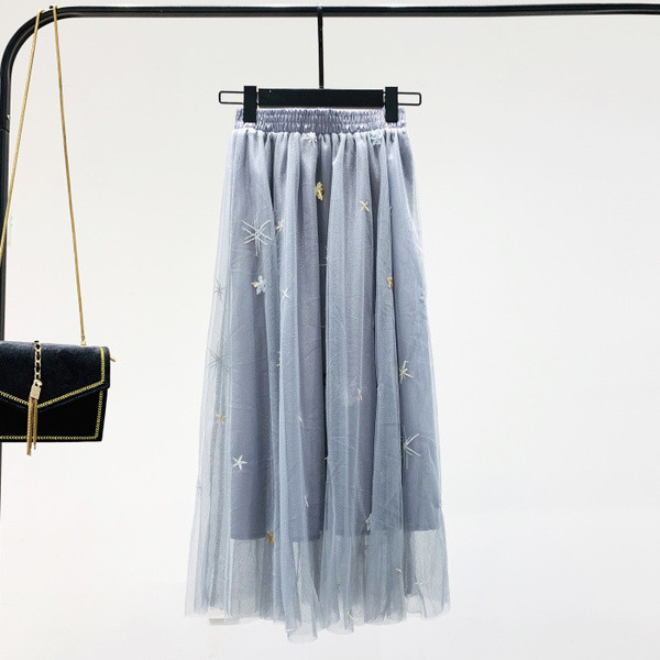 Női szoknya elasztikus magas derékkal, rózsaszín, szürke és fehér színben