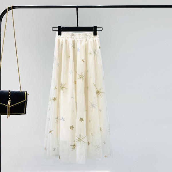 Női szoknya elasztikus magas derékkal, rózsaszín, szürke és fehér színben