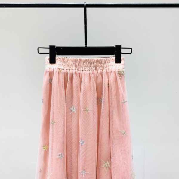 Női szoknya elasztikus magas derékkal, rózsaszín, szürke és fehér színben