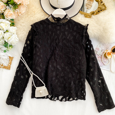 Stílusos női ing félmagas gallérral, három színben