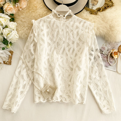 Stílusos női ing félmagas gallérral, három színben