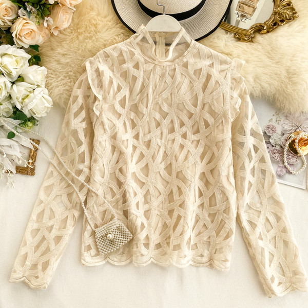 Stílusos női ing félmagas gallérral, három színben