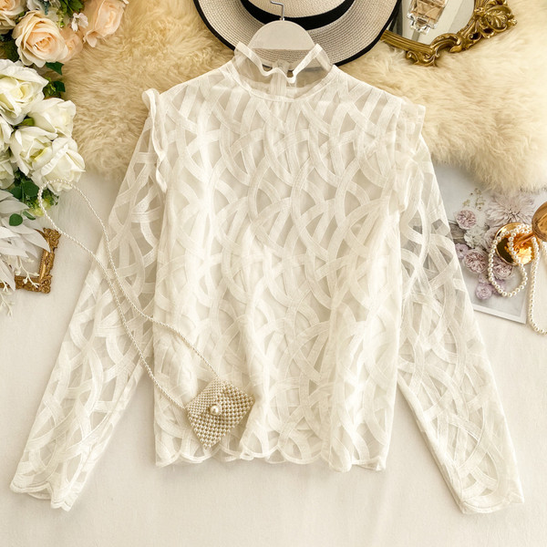 Stílusos női ing félmagas gallérral, három színben