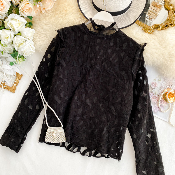 Stílusos női ing félmagas gallérral, három színben