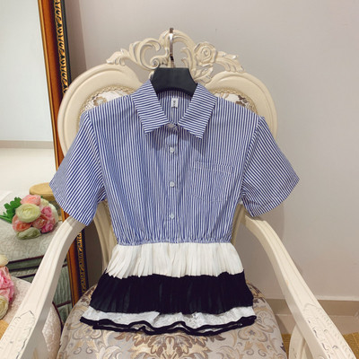 Cămașă de damă cu guler clasic în alb, negru și violet