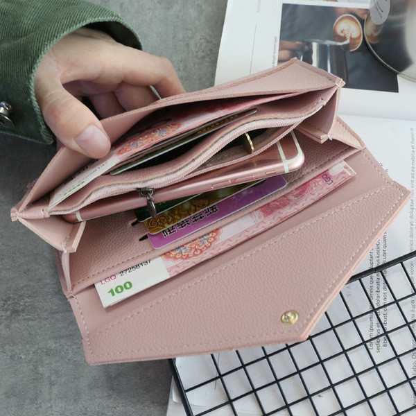 Napi női pénztárca szürke, fekete, zöld és rózsaszín hímzéssel