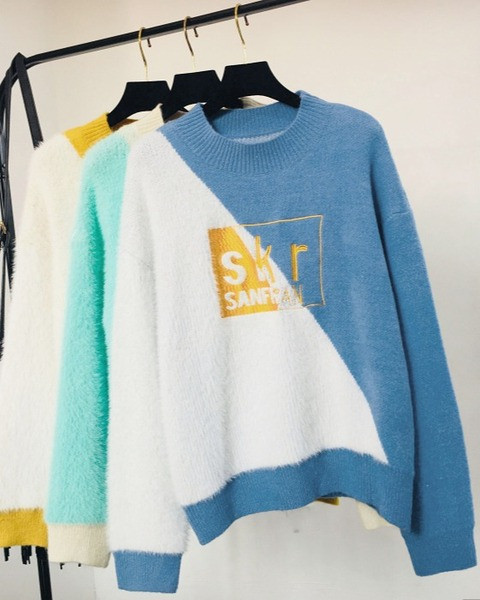 Pulover de iarnă modern de damă cu decolteu rotund