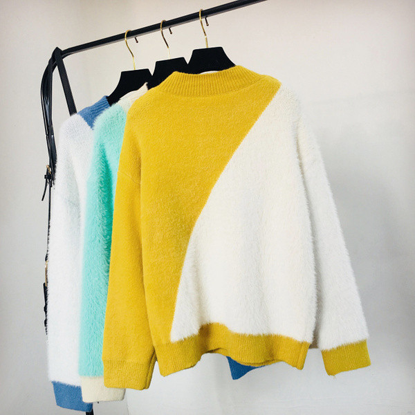 Pulover de iarnă modern de damă cu decolteu rotund