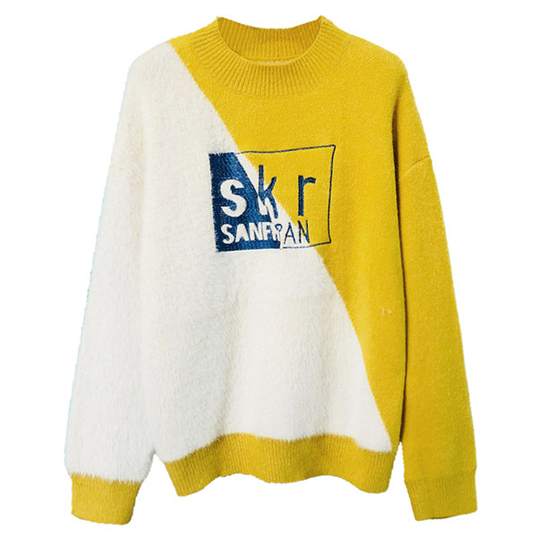 Pulover de iarnă modern de damă cu decolteu rotund