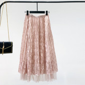 Γυναικεία πλισέ φούστα με τούλι σε μπλε, ροζ και άσπρο χρώμα