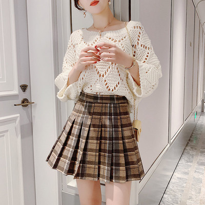 Modern női redős szoknya magas derékkal