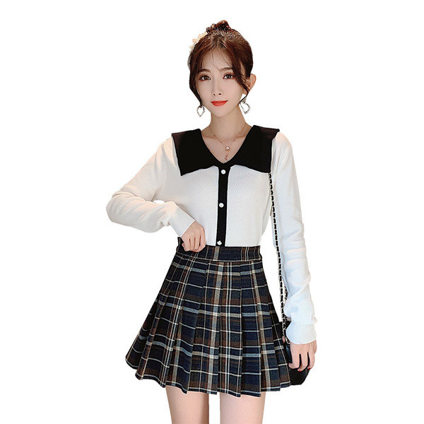 Modern női redős szoknya magas derékkal