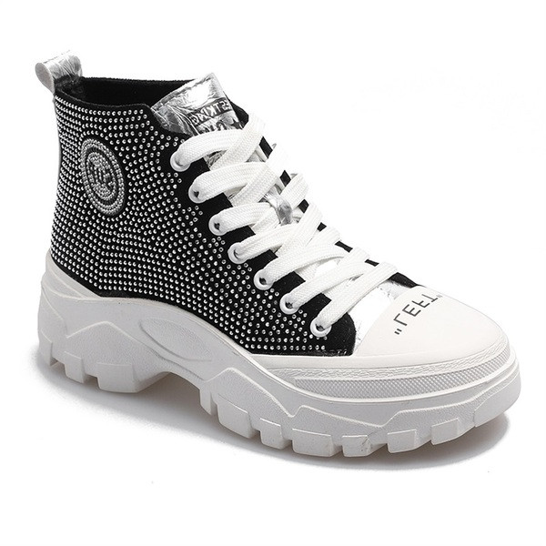 Γυναικεία αθλητικά πάνινα παπούτσια με κορδόνια και πέτρες σε δύο χρώματα