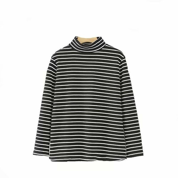 Modern női csíkos pulóver magas gallérral, két színben