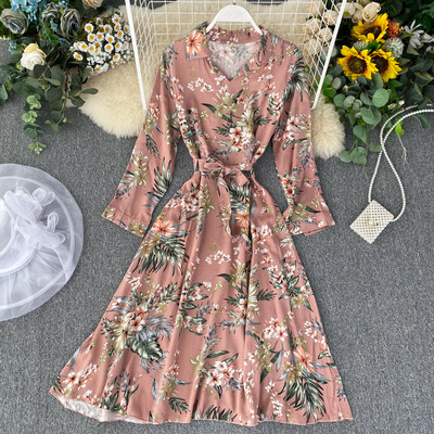 Rochie moderna de dama cu model floral in mai multe culori