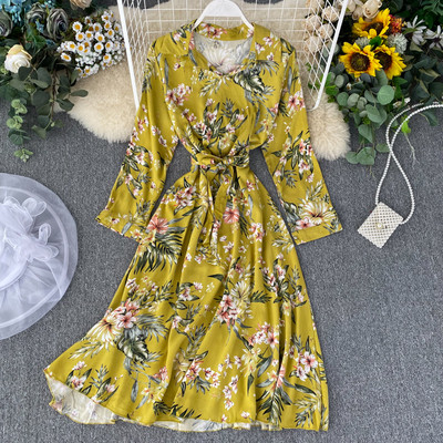 Rochie moderna de dama cu model floral in mai multe culori