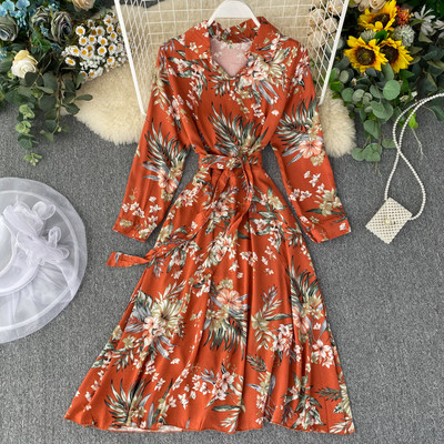 Rochie moderna de dama cu model floral in mai multe culori