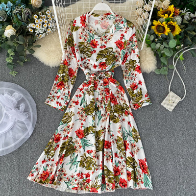 Rochie moderna de dama cu model floral in mai multe culori