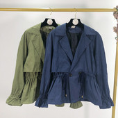 Jachetă subțire de primăvară-toamnă de damă în albastru și verde