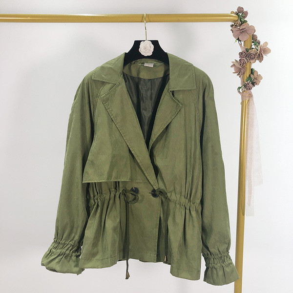 Jachetă subțire de primăvară-toamnă de damă în albastru și verde