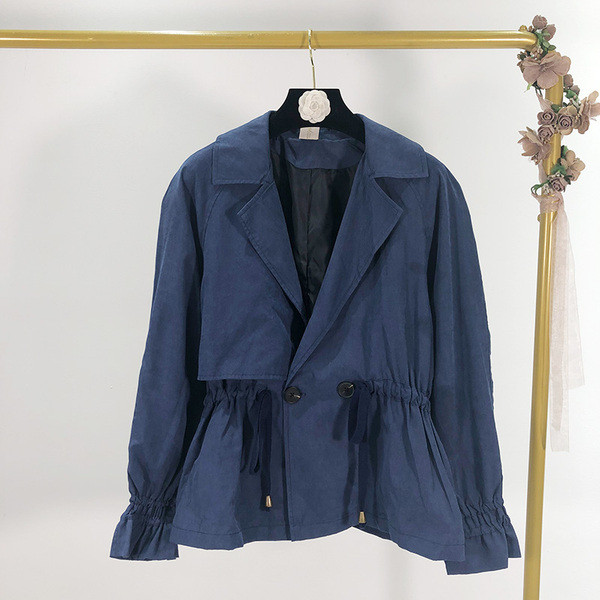 Jachetă subțire de primăvară-toamnă de damă în albastru și verde