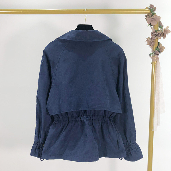 Jachetă subțire de primăvară-toamnă de damă în albastru și verde