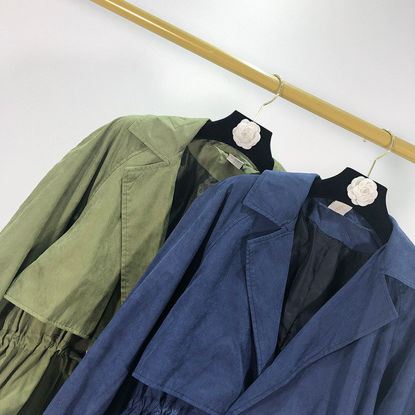 Jachetă subțire de primăvară-toamnă de damă în albastru și verde