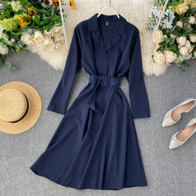 Μοντέρνο γυναικείο φόρεμα με ζώνη σε διάφορα χρώματα