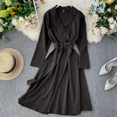 Μοντέρνο γυναικείο φόρεμα με ζώνη σε διάφορα χρώματα